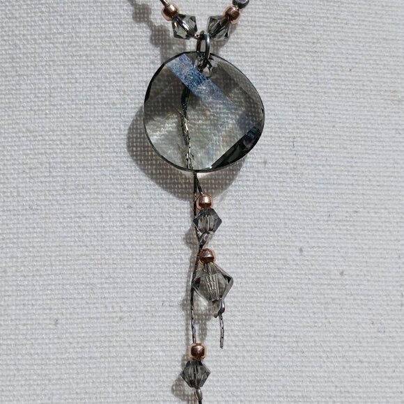 Sterling Silver Necklace With Drop Detail Smokey Gray - Picture 2 of 3